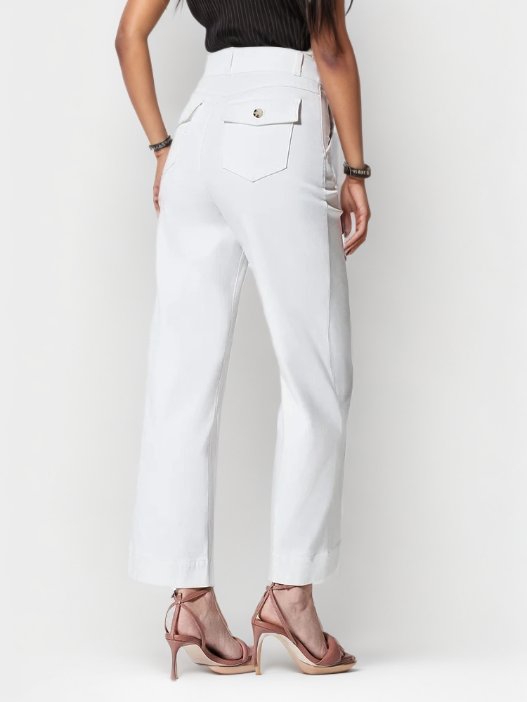 Tummy Control Twill Cropped Wide Leg Pant(Buy 2 Free Shipping)