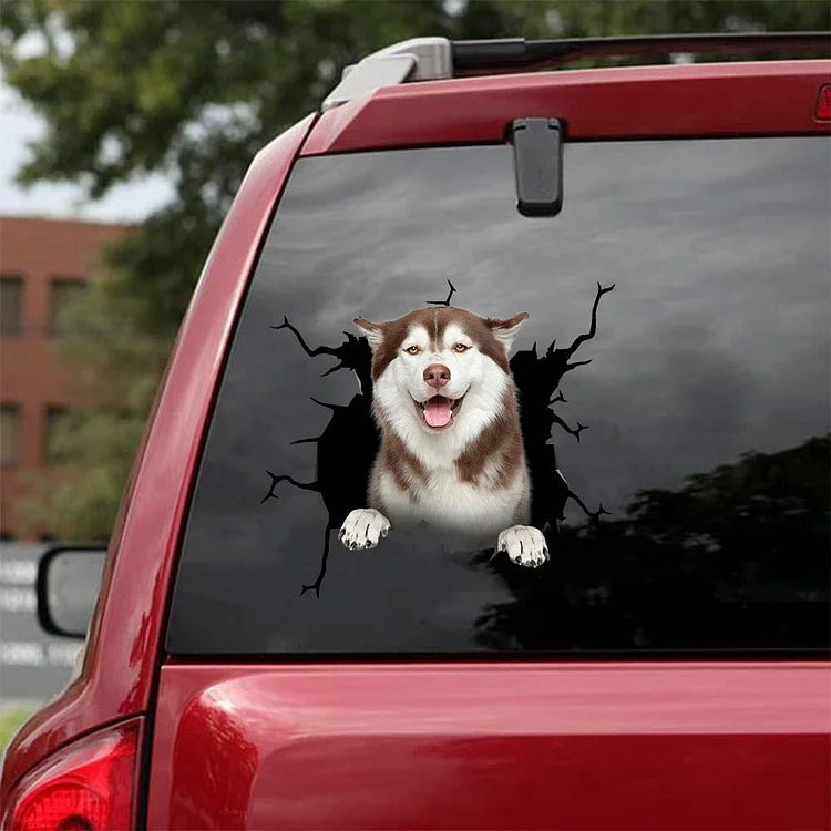 Siberian Husky Crack Car Sticker, Toilet Sticker, Fridge Sticker 38