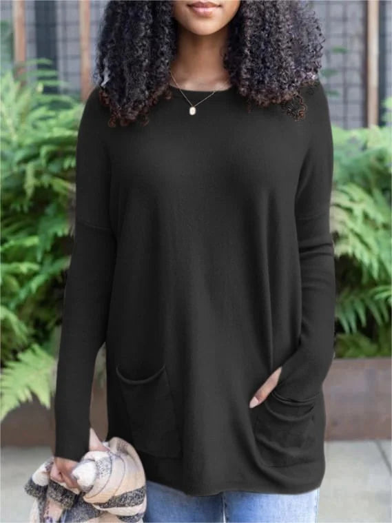 LONG SLEEVE THUMBHOLE SWEATER POCKET TUNIC BUY 2 FREE SHIPPING