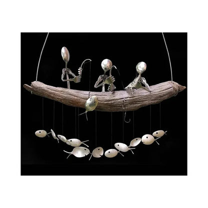 Last day 80% off❤️Handmade Fisherman Man Spoon Fish Sculpture Wind Chime