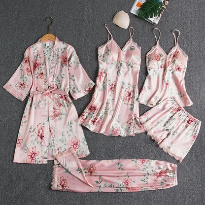 Silk 5 Piece Pajama Set (Buy 2 Free Shipping)