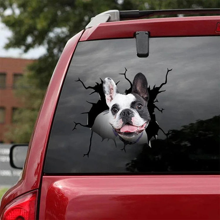 French Bulldog Crack Car Sticker, Toilet Sticker, Fridge Sticker (25)