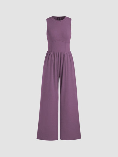 Mother's Day SALE 50%OFF -SOLID SLEEVELESS WIDE LEG JUMPSUIT