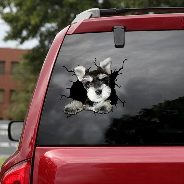 Autocollant de voiture miniature Schnauzer Crack, autocollant de toilette, autocollant de réfrigérateur 5