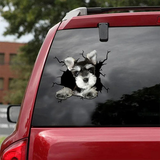 Miniature Schnauzer Crack Car Sticker, Toilet Sticker, Fridge Sticker 5