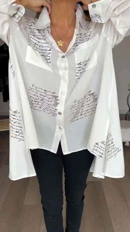 Chemise à revers à la mode avec lettres imprimées (achetez-en 2, livraison gratuite)