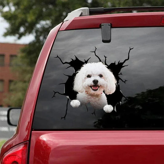 Bichon Frise Crack pegatina para coche, pegatina para inodoro, pegatina para nevera 7