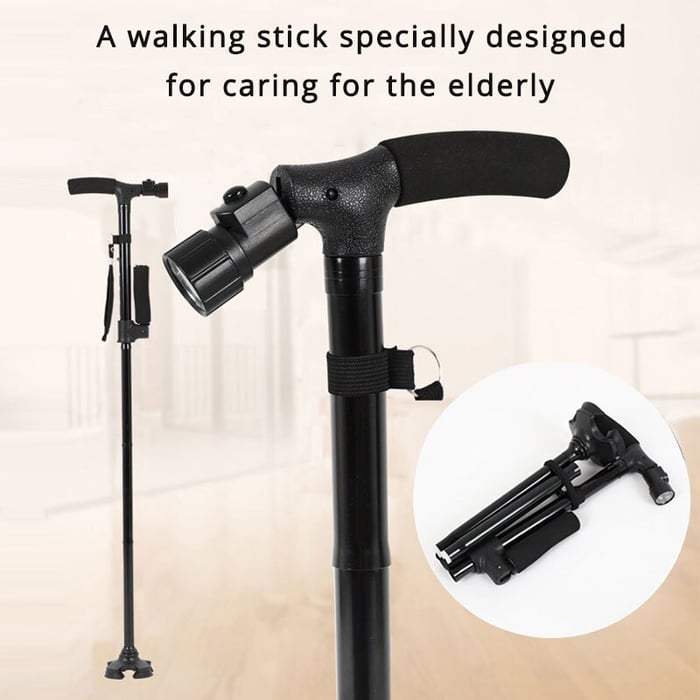 HOT SALE -Aluminum alloy with LED light non-slip foldable walking stick