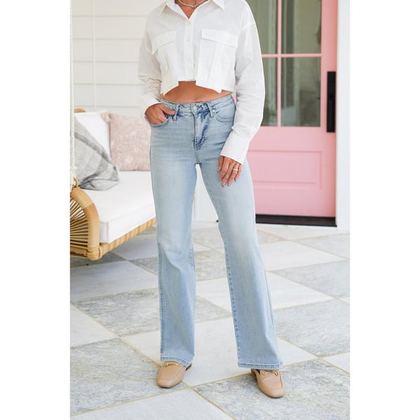 🏆️Last Day 70% OFF -👖High Rise Vintage Wash Tummy Control Top Straight Leg Jeans