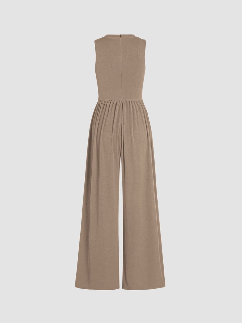 Mother's Day SALE 50%OFF -SOLID SLEEVELESS WIDE LEG JUMPSUIT