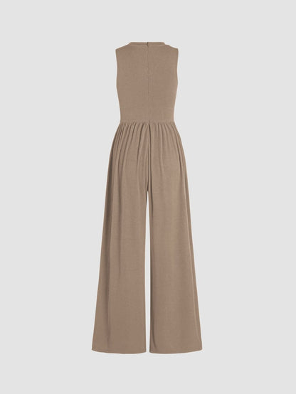 Mother's Day SALE 50%OFF -SOLID SLEEVELESS WIDE LEG JUMPSUIT