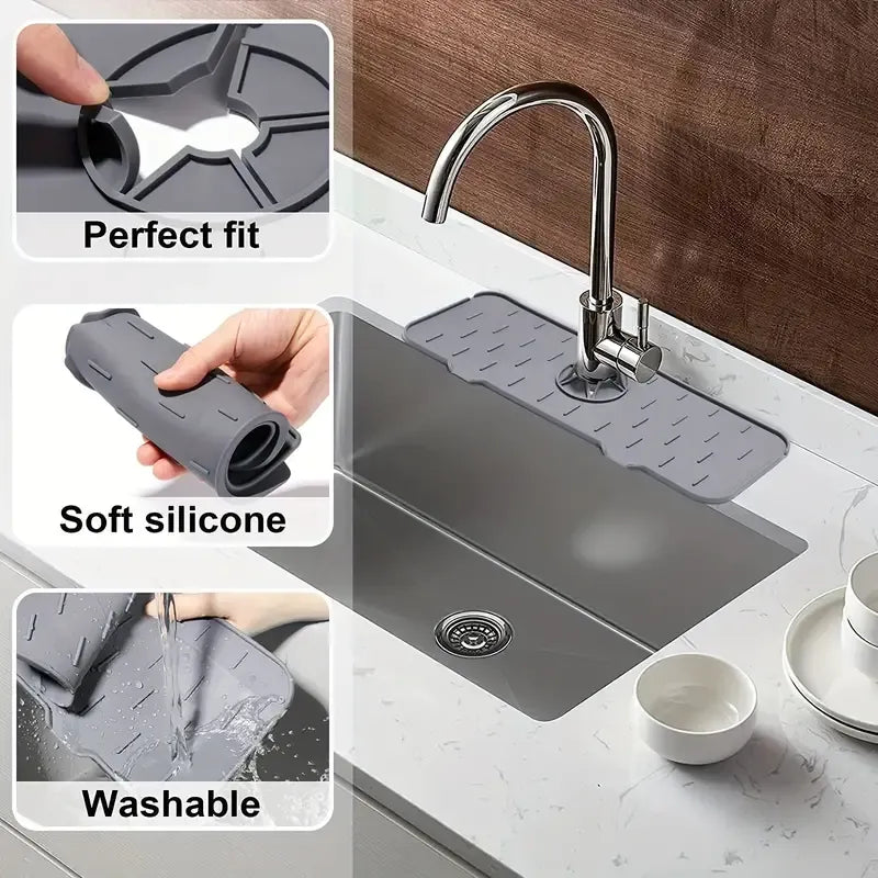 KITCHENGUARD™ SILICONE FAUCET HANDLE DRIP CATCHER TRAY