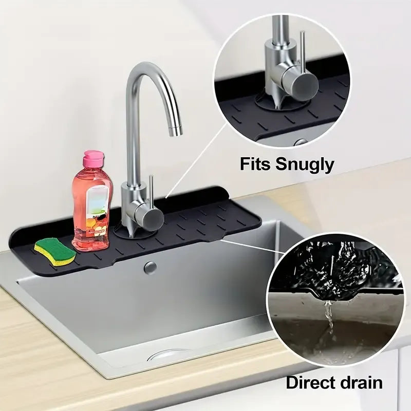 KITCHENGUARD™ SILICONE FAUCET HANDLE DRIP CATCHER TRAY