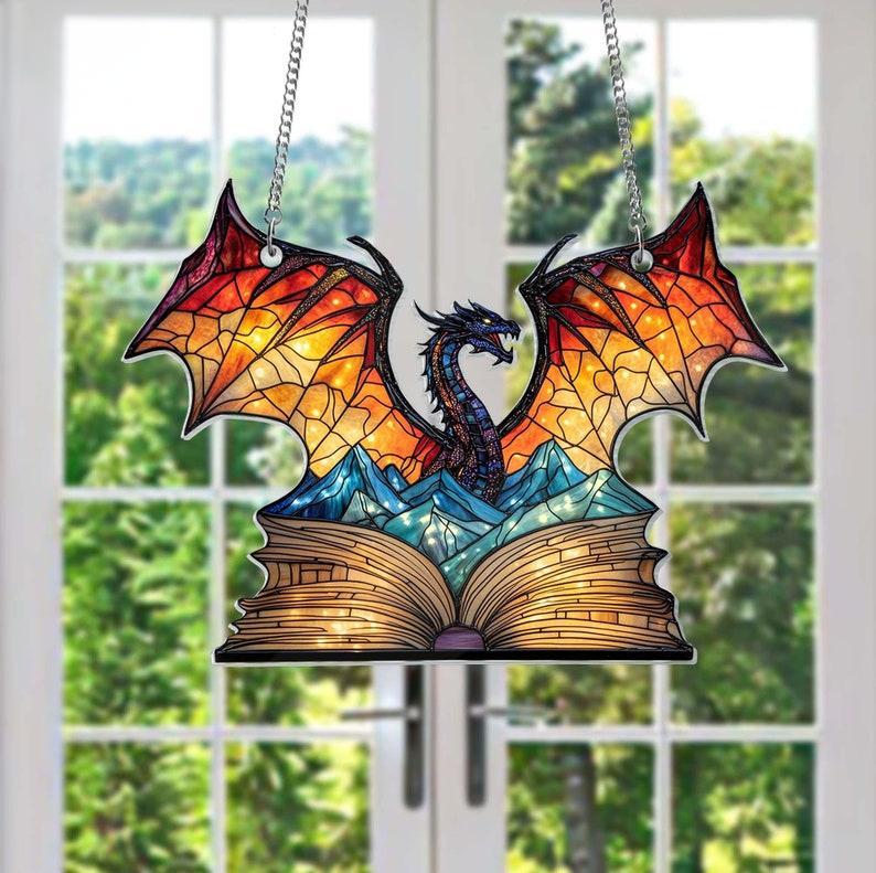 🎄2024 Christmas Gift 50% Off--Acrylic Book Dragon Suncatcher Ornament