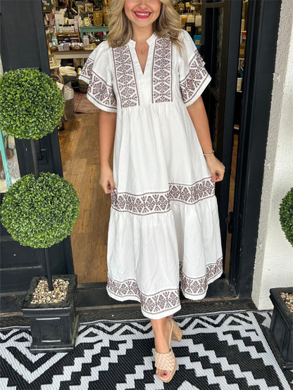 WOMEN'S V-NECK BOHO MAXI DRESS (BUY 2 FREE SHIPPING)