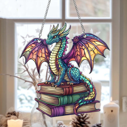 🎄2024 Christmas Gift 50% Off--Acrylic Book Dragon Suncatcher Ornament