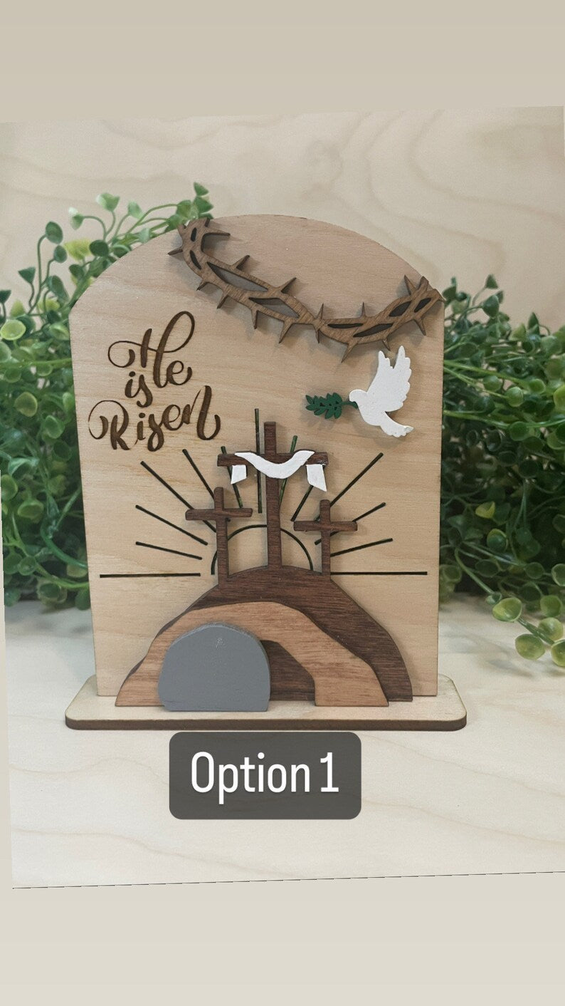 Empty Tomb " He is Risen" Religious Decor