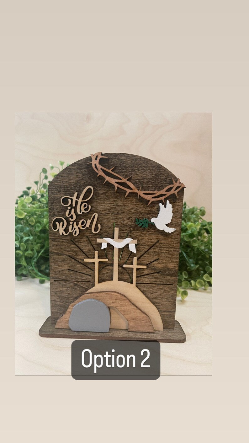 Empty Tomb " He is Risen" Religious Decor