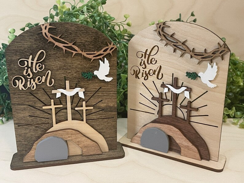 Empty Tomb " He is Risen" Religious Decor