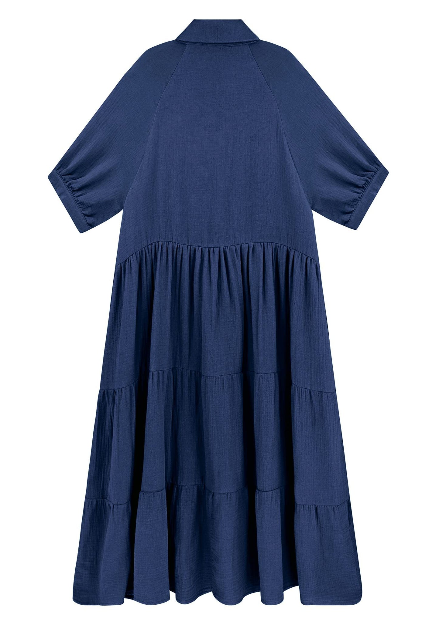 WOMEN'S SUMMER COTTON HALF SLEEVES MIDI DRESS WITH POCKETS