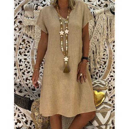 🔥70%- Linen Dresses Casual V Neck Midi Dress🔥