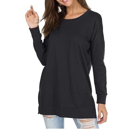 Round Neck Casual Solid Color Top (Buy 2 Free Shipping)