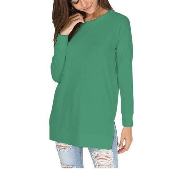 Round Neck Casual Solid Color Top (Buy 2 Free Shipping)