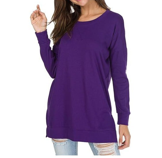 Round Neck Casual Solid Color Top (Buy 2 Free Shipping)