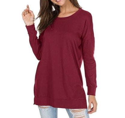 Round Neck Casual Solid Color Top (Buy 2 Free Shipping)