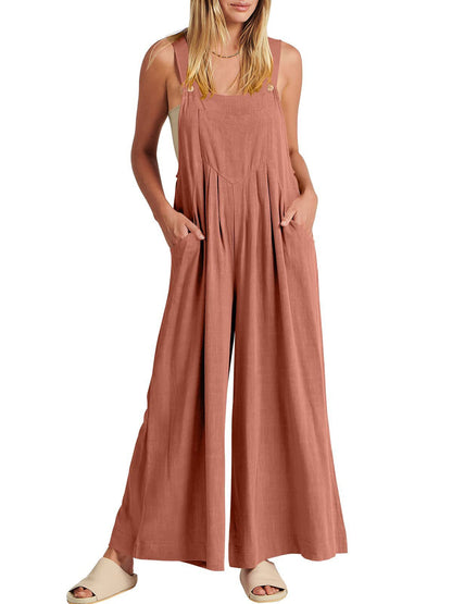 Last Day 70% OFF🔥Women's Sleeveless Wide Leg Jumpsuit with Pockets