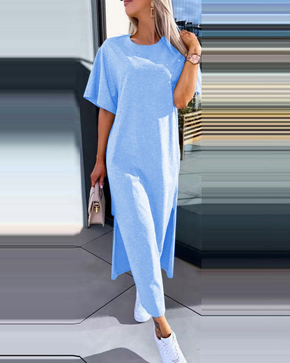 Women's Casual Split T-shirt Long Dress