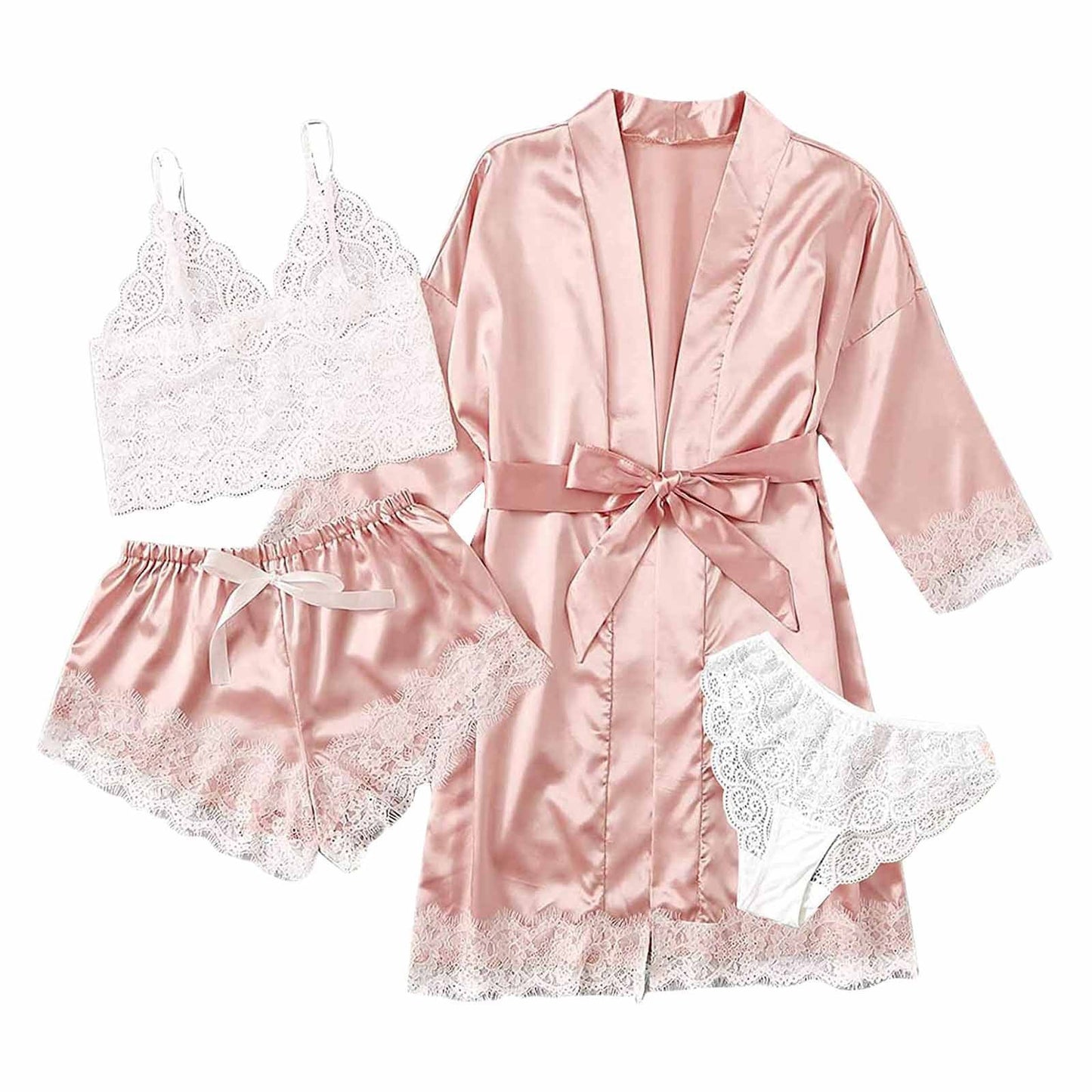 🔥LAST DAY SALE 49% OFF 🔥Valentine's Day 4 Pack Lace and Satin Pajamas Set 🌹