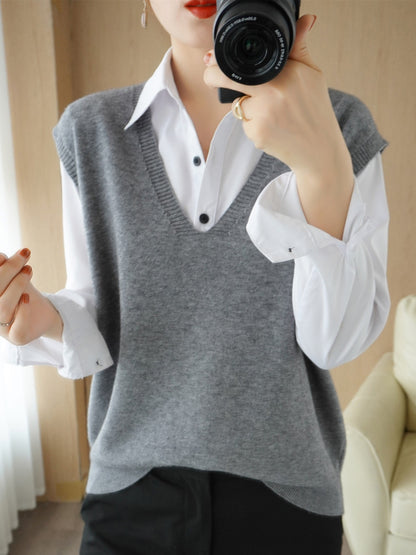 Women's Ultra-Soft V-Neck Knit Vest