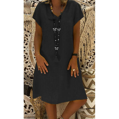 🔥70%- Linen Dresses Casual V Neck Midi Dress🔥