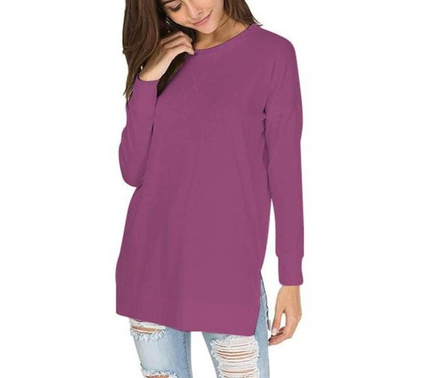 Round Neck Casual Solid Color Top (Buy 2 Free Shipping)