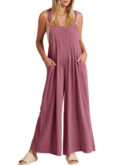 Last Day 70% OFF🔥Women's Sleeveless Wide Leg Jumpsuit with Pockets