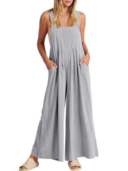 Last Day 70% OFF🔥Women's Sleeveless Wide Leg Jumpsuit with Pockets