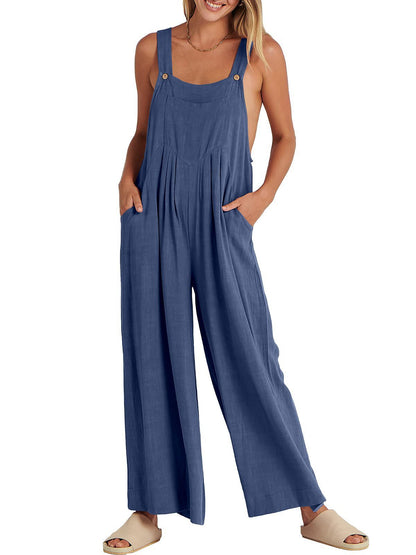 Last Day 70% OFF🔥Women's Sleeveless Wide Leg Jumpsuit with Pockets