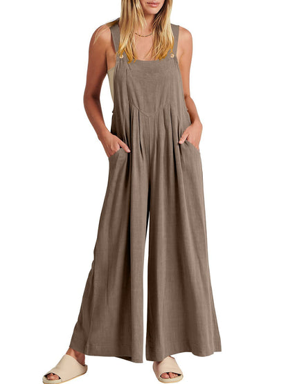 Last Day 70% OFF🔥Women's Sleeveless Wide Leg Jumpsuit with Pockets