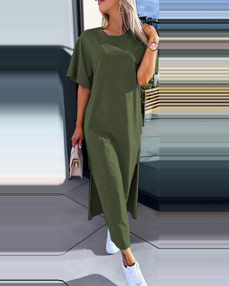 Women's Casual Split T-shirt Long Dress