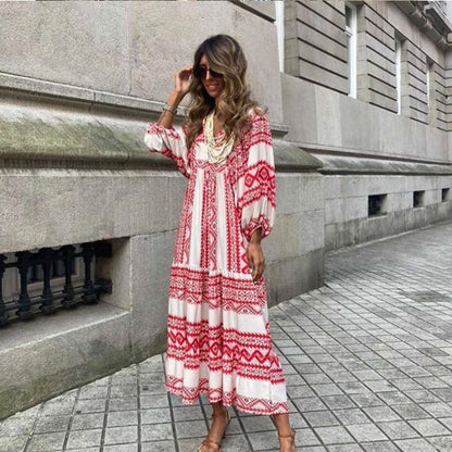 Women's Puff Sleeve Floral Boho Maxi Dress (Buy 2 Free Shipping)