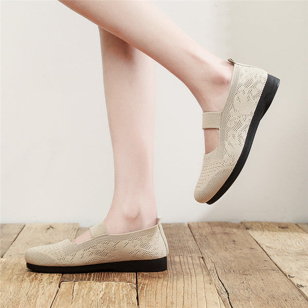 Weaving Breathable Loafers Comfortable Walking Casual Flats Shoes