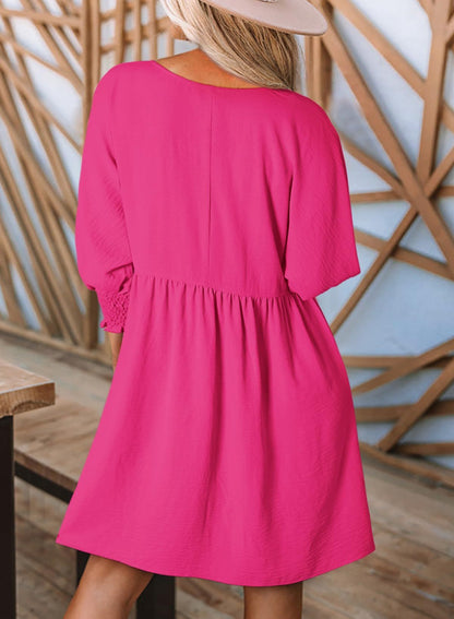 2025 New Women's Casual Short Sleeve Crew Neck Flowy Swing Tunic Dress(Buy 2 free shipping)