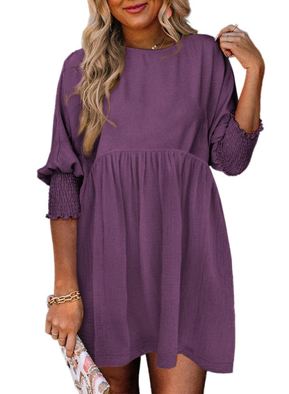 2025 New Women's Casual Short Sleeve Crew Neck Flowy Swing Tunic Dress(Buy 2 free shipping)