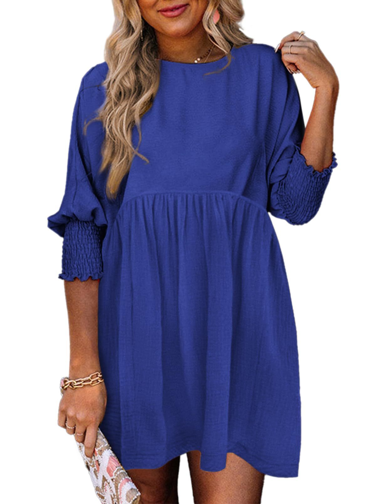 2025 New Women's Casual Short Sleeve Crew Neck Flowy Swing Tunic Dress(Buy 2 free shipping)