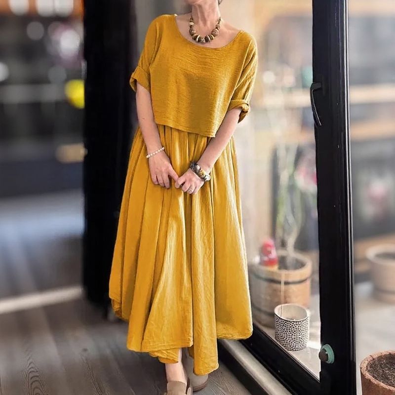 Cotton Linen Set with Layered Style / Two Pieces, Charm that Transcends Borders!