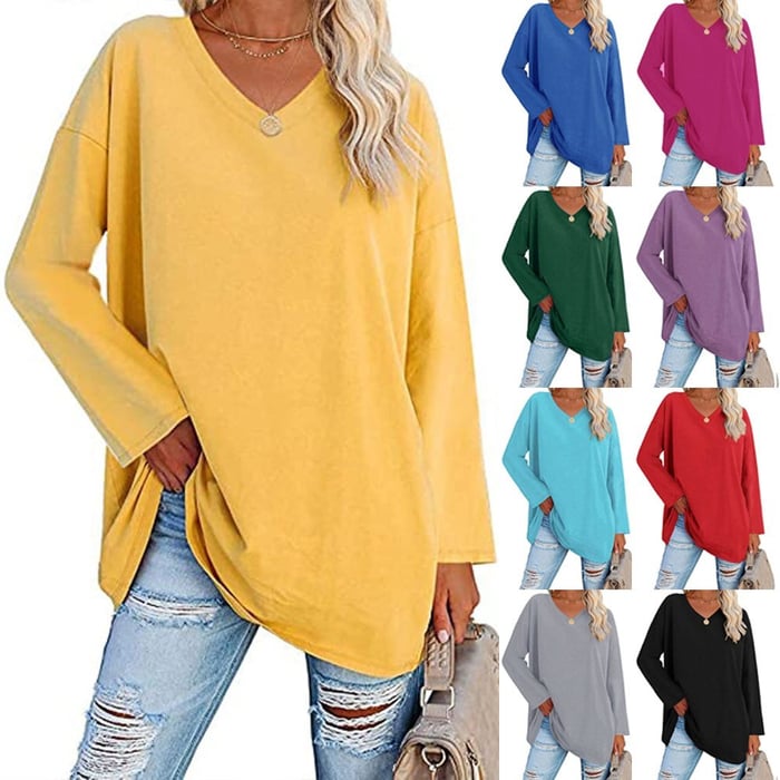 💋Women's loose long sleeve fashion V-neck knit top (Buy 2 Free Shipping)