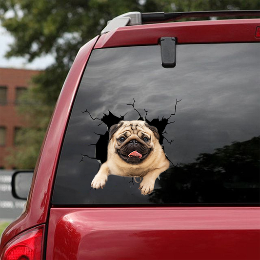 Pug Crack Sticker