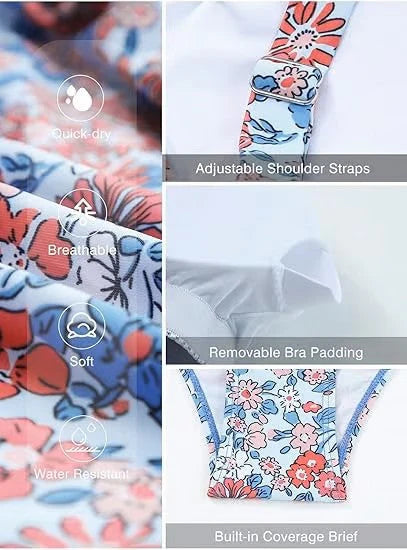 💥Last Day Special Sale 50% OFF🩱Women Vintage Tummy Control Two Piece Tankini Swimsuits