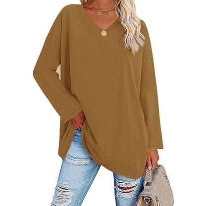 💋Women's loose long sleeve fashion V-neck knit top (Buy 2 Free Shipping)